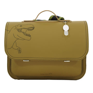 Lederen schooltas met magneetsluiting - Dino Moss